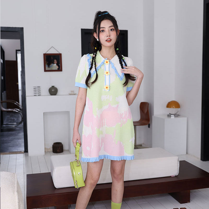 2026新款茶歇法式高端精致小个子仙气超仙森系撞色连衣裙子女夏季