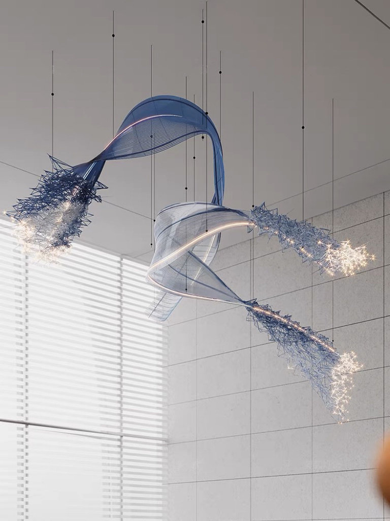 轻奢风简约别墅会所大堂吸顶灯定制吊灯酒店民宿艺术造型创意装饰