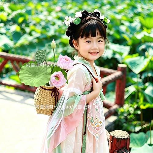 儿童荷花小背篓拍照道具