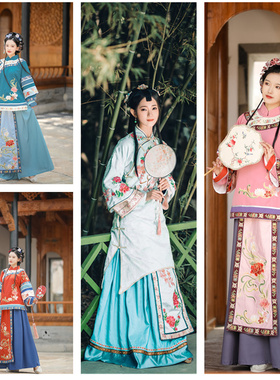 复古中式婚礼喜娘伴娘服古装女秀禾少奶奶绣花公主小姐民国风汉服