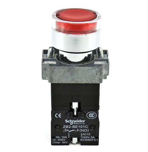 正品施耐德带灯按钮开关ZB2-BE101C XB2-BW34B1C自复位24V红色1N0