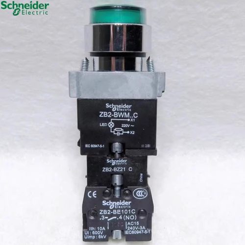 正品施耐德红色绿色带灯自锁按钮开关 ZB2-BWM.C AC220V ZB2BZ21C