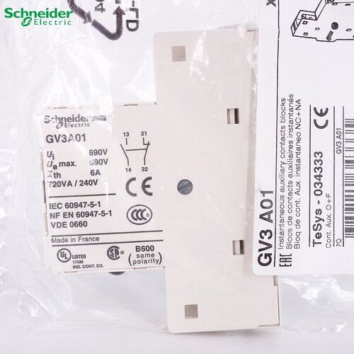 施耐德电动机断路器辅助触点GV3A01马达保护器 GV3 A01 一开一闭
