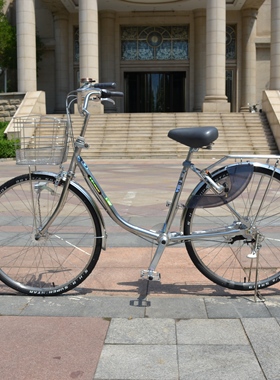 全新日本川崎26钢独弯无链条传动轴自行车内三速男女通用