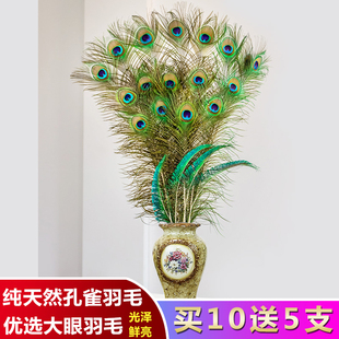 纯天然真孔雀羽毛25 饰花瓶专用孔雀毛 130cm翎尾大眼睛DIY饰品装