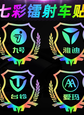 适用于九号台铃雅迪电动车本田摩托车镭射反光贴纸车身板装饰车贴