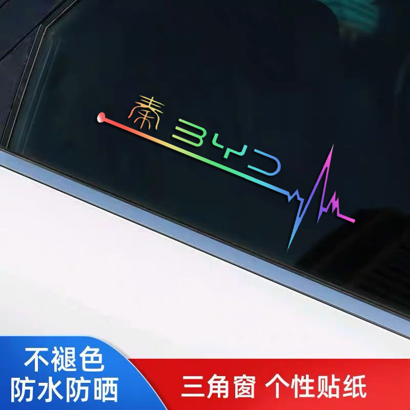 适用于比亚迪秦汉元宋唐荣威领克汽车三角窗贴纸七彩镭射反光车贴