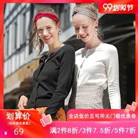 Jane Duo Women mùa thu Thời trang mới Vòng cổ Áo khoác cardigan dài đan Phụ nữ hàng đầu H63107 - Cộng với kích thước quần áo áo jacket nữ