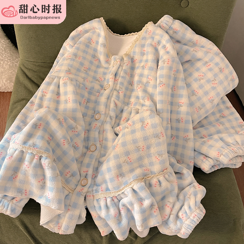 甜心时报女珊瑚绒冬季家居服套装