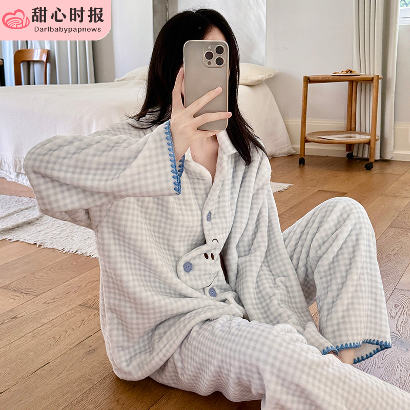 甜心时报女法兰绒冬季家居服套装