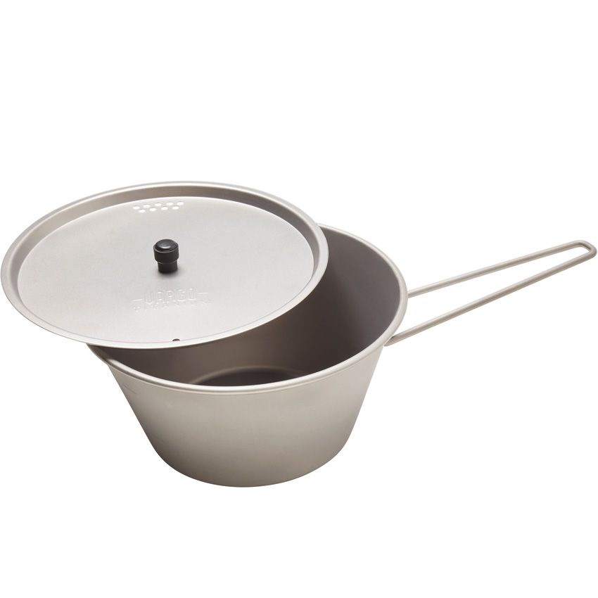 美国Vargo 纯钛900ml超轻野营锅碗 滤网盖折叠手柄 露营EDC炊具