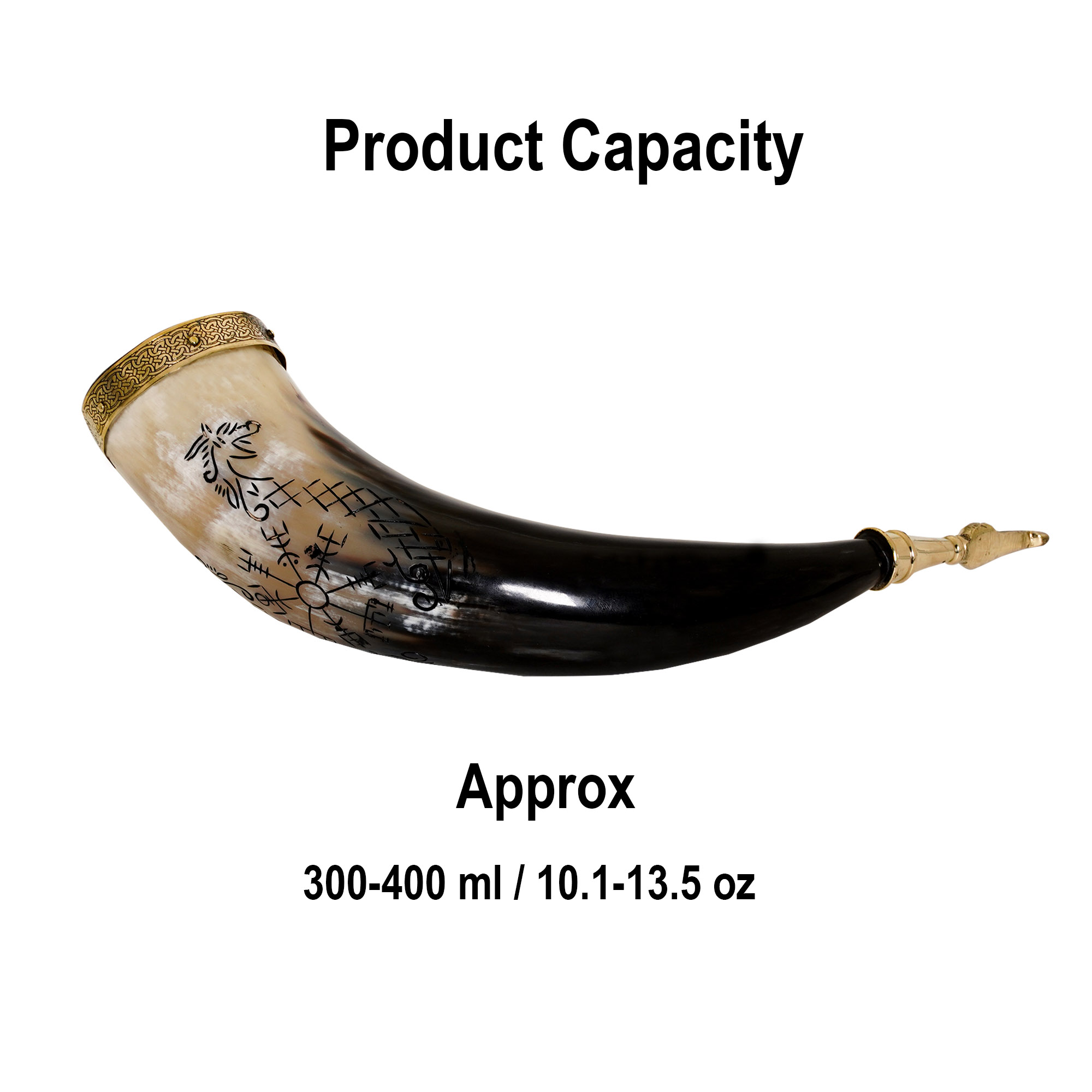 手工正品 黑水牛角 黄铜口 真正牛角的维京罗盘号角 酒杯