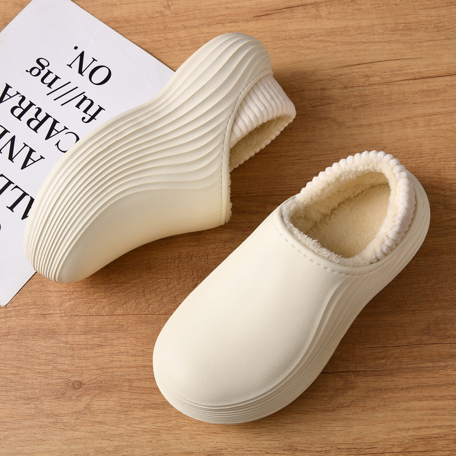 新款冬季鞋男外穿加绒加厚棉拖鞋居家厚底增高防滑保暖一脚蹬棉鞋