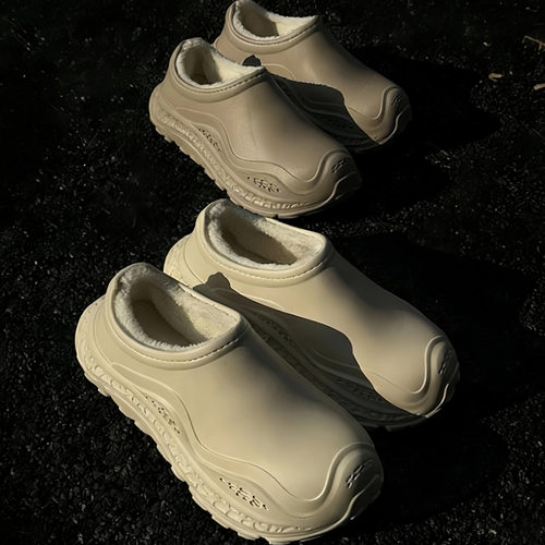 加绒棉鞋情侣款外穿厚底增高保暖棉拖鞋防滑防水防风轻便毛毛鞋女