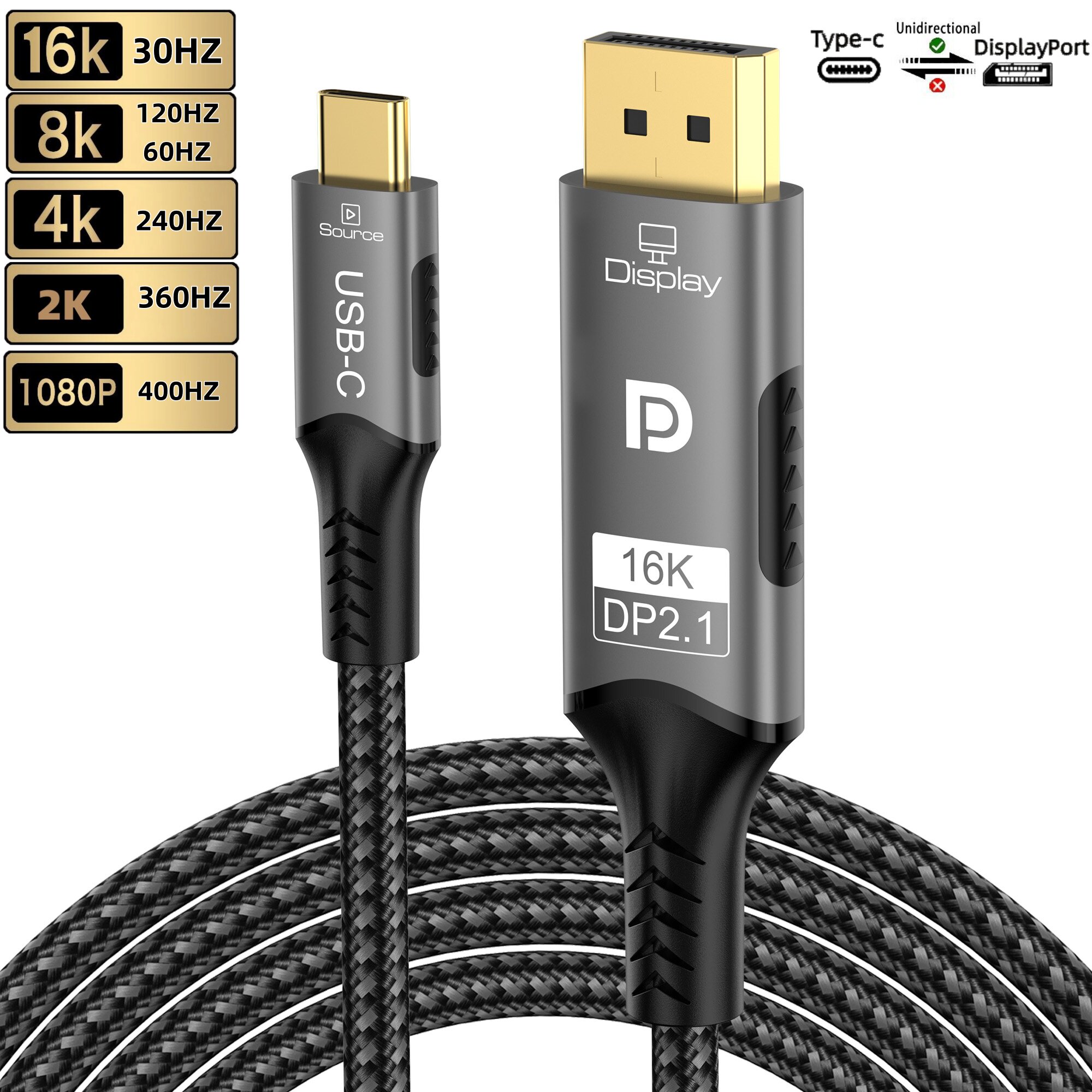 type-c转dp投屏线转接线16k30hz 8k60/120hz手机ipad电脑投影仪
