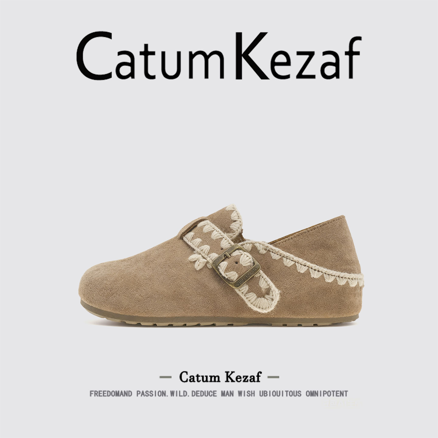 美国CatumKezaf厚底两穿全包勃肯鞋女鞋秋季豆豆鞋一脚蹬博肯单鞋