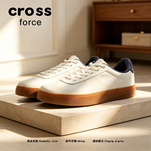 【简约质感】Crossforce早秋高端皮质小白鞋男生通勤百搭德训板鞋