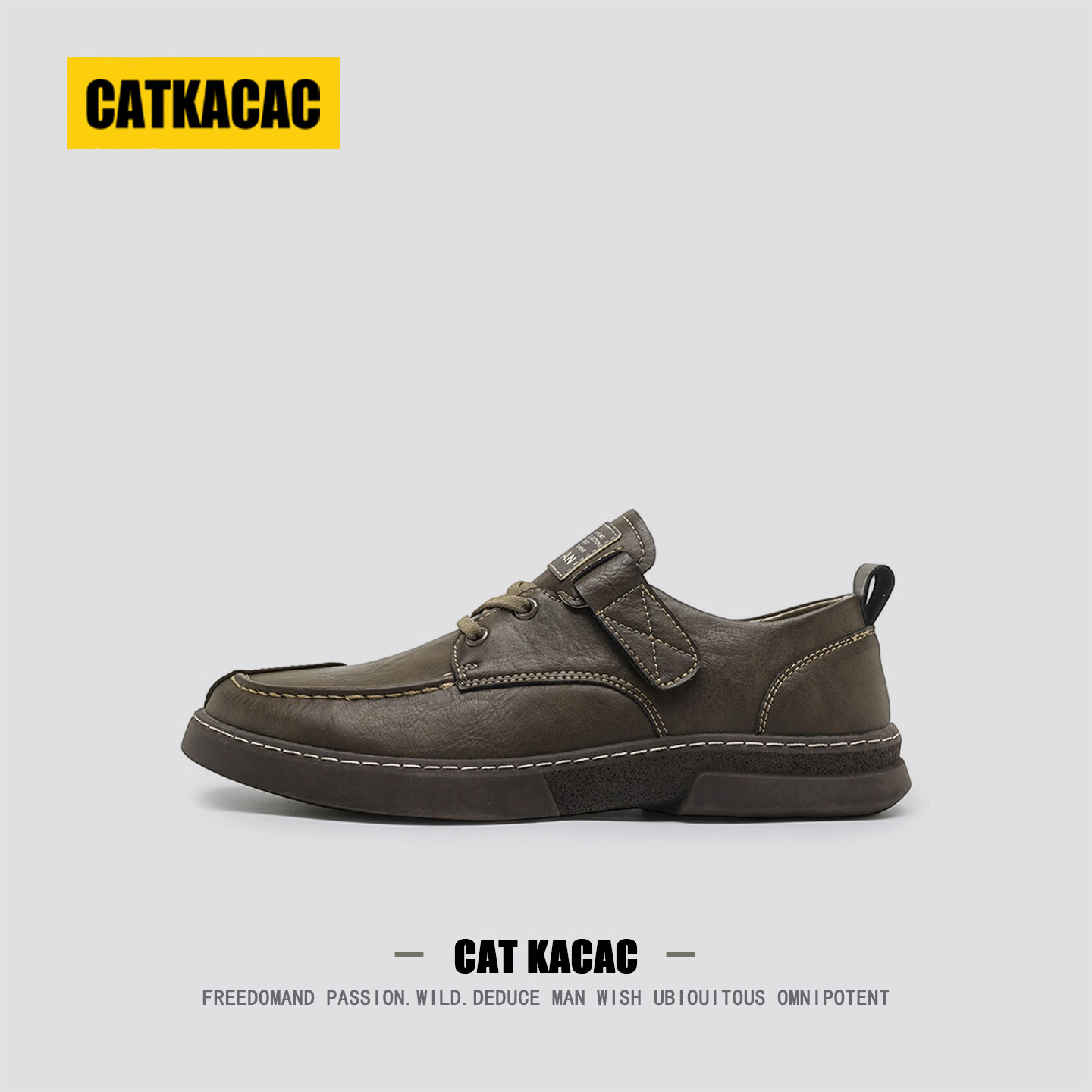 [阿美咔叽]美国CATKACAC休闲皮鞋子男款商务复古男士休闲真皮板鞋