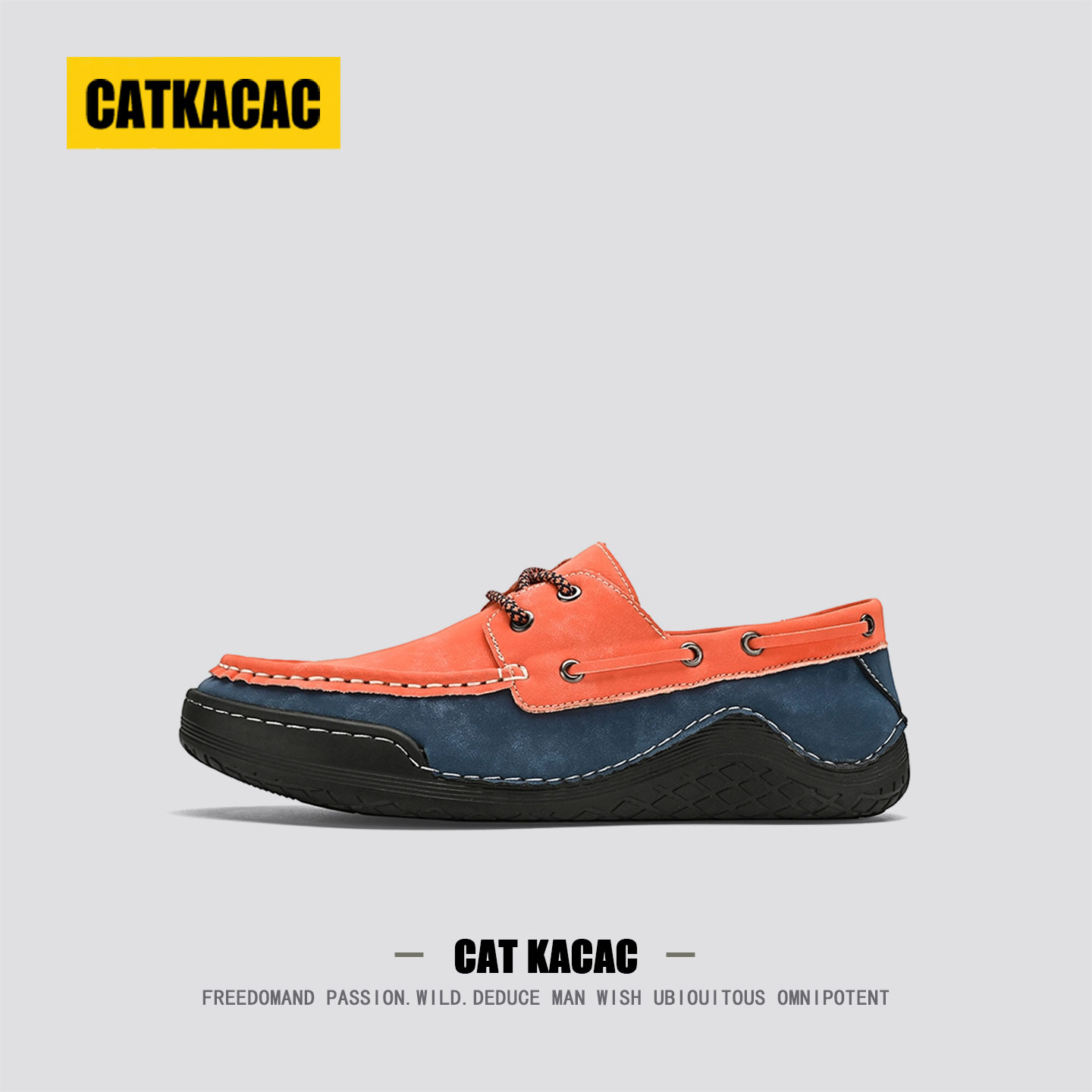 美国CATKACAC一脚蹬轻奢豆豆鞋男款真皮懒人老钱风男士休闲乐福鞋