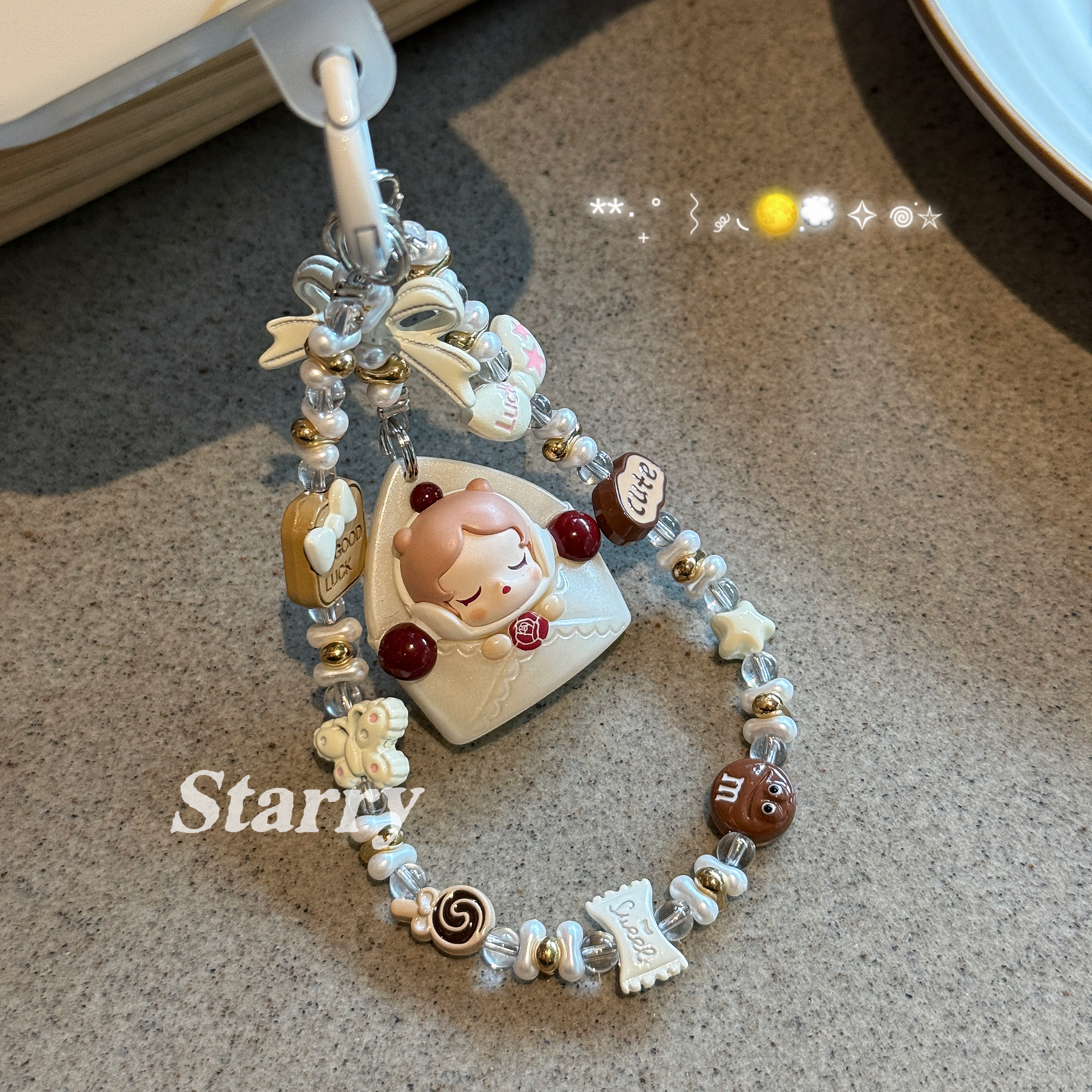 starry正版萌粒手机链sp抱抱钥匙扣挂件礼物包链手工串珠可爱防摔