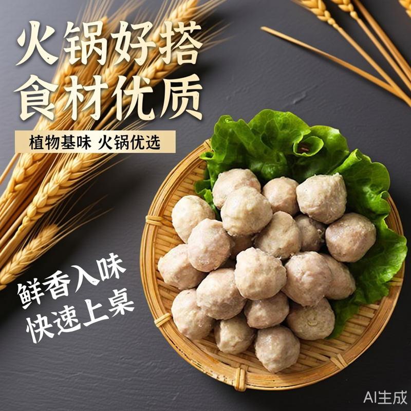 放牛吃草素牛肉贡丸素食仿荤斋菜香菇牛肉丸纯素丸子冷冻袋装散装