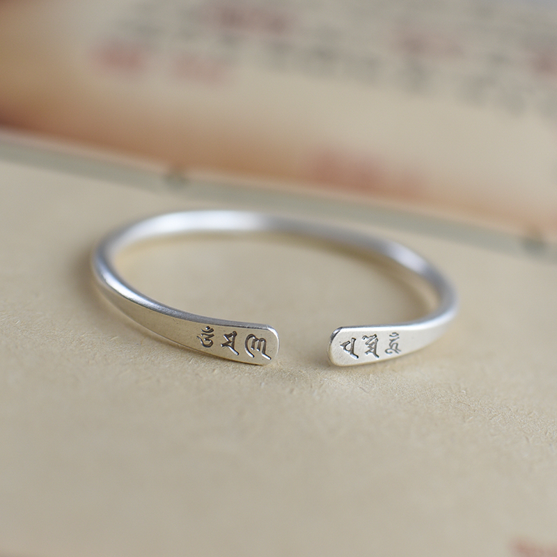 999纯银手工原创开口圆手镯