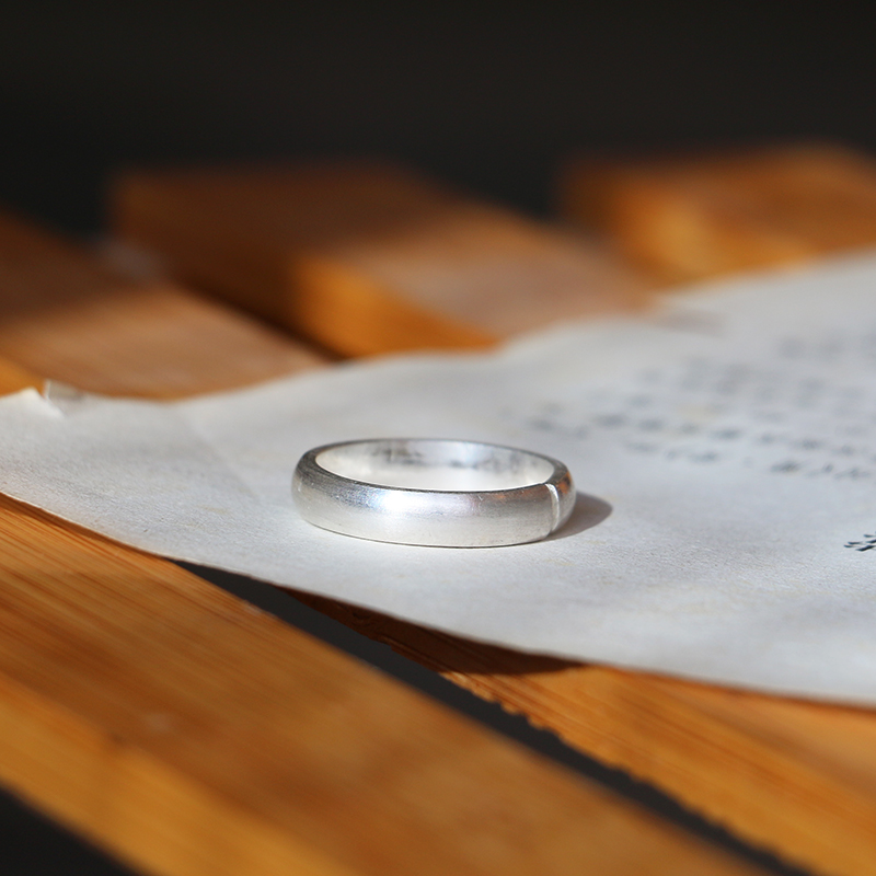 999纯银手工复古老银子经典不过时戒指厚实开口可刻字情侣戒指