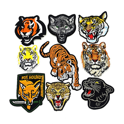 猎狐犬豹头虎头刺绣狼头布贴破洞补丁贴老虎衣服背包装饰贴花徽章