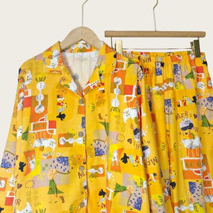 春秋可爱卡通纯棉睡衣女长袖长裤纯棉磨毛可爱新款女生家居服套装