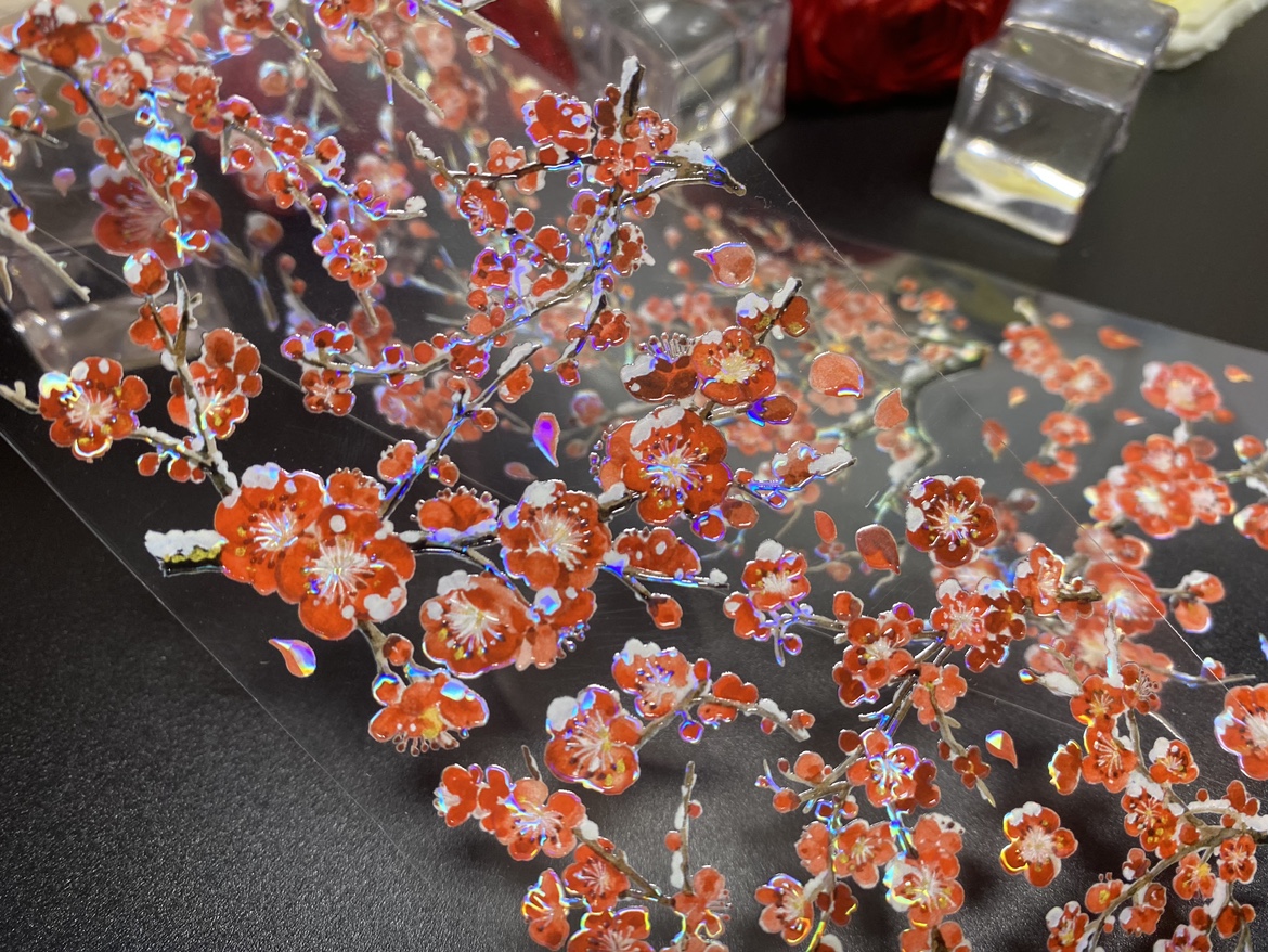 Palette手帐工坊 红梅 覆雪红色腊梅花咕卡流麻手帐pet胶带分装