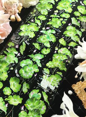 路灯Frola 水叙湖风 清新碧绿荷叶莲蓬 咕卡流麻手帐pet胶带分装