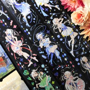 猫匠的野蔷薇 三夏 彩色飘逸人物咕卡流麻滴胶手帐pet胶带分装