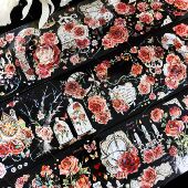 暗黑红玫瑰花花咕卡流麻吧唧手帐pet胶带分装 Menu手帐 荆棘玫瑰