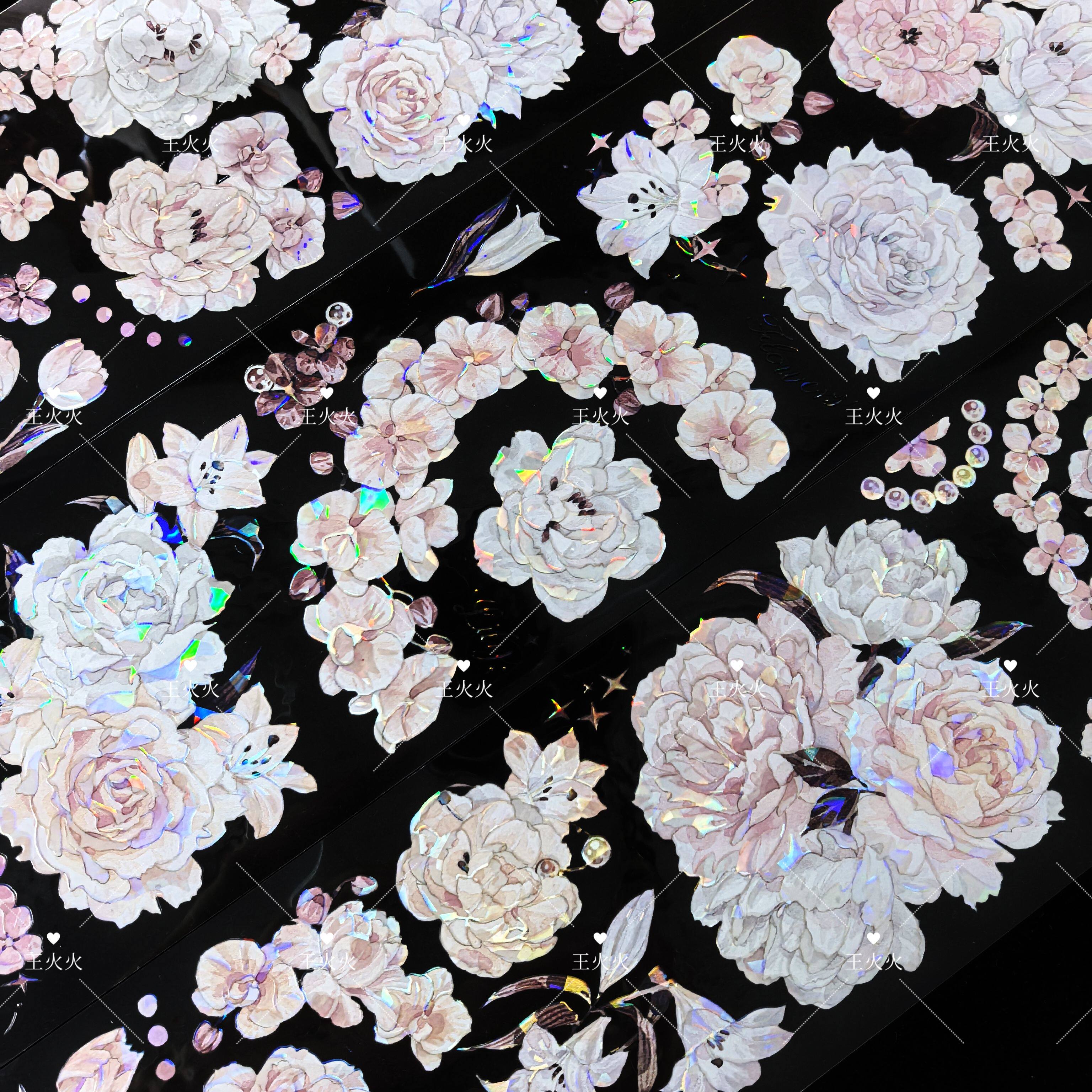 Menu手帐 寄柔思梦境 粉色梦幻花花咕卡流麻吧唧手帐pet胶带分装