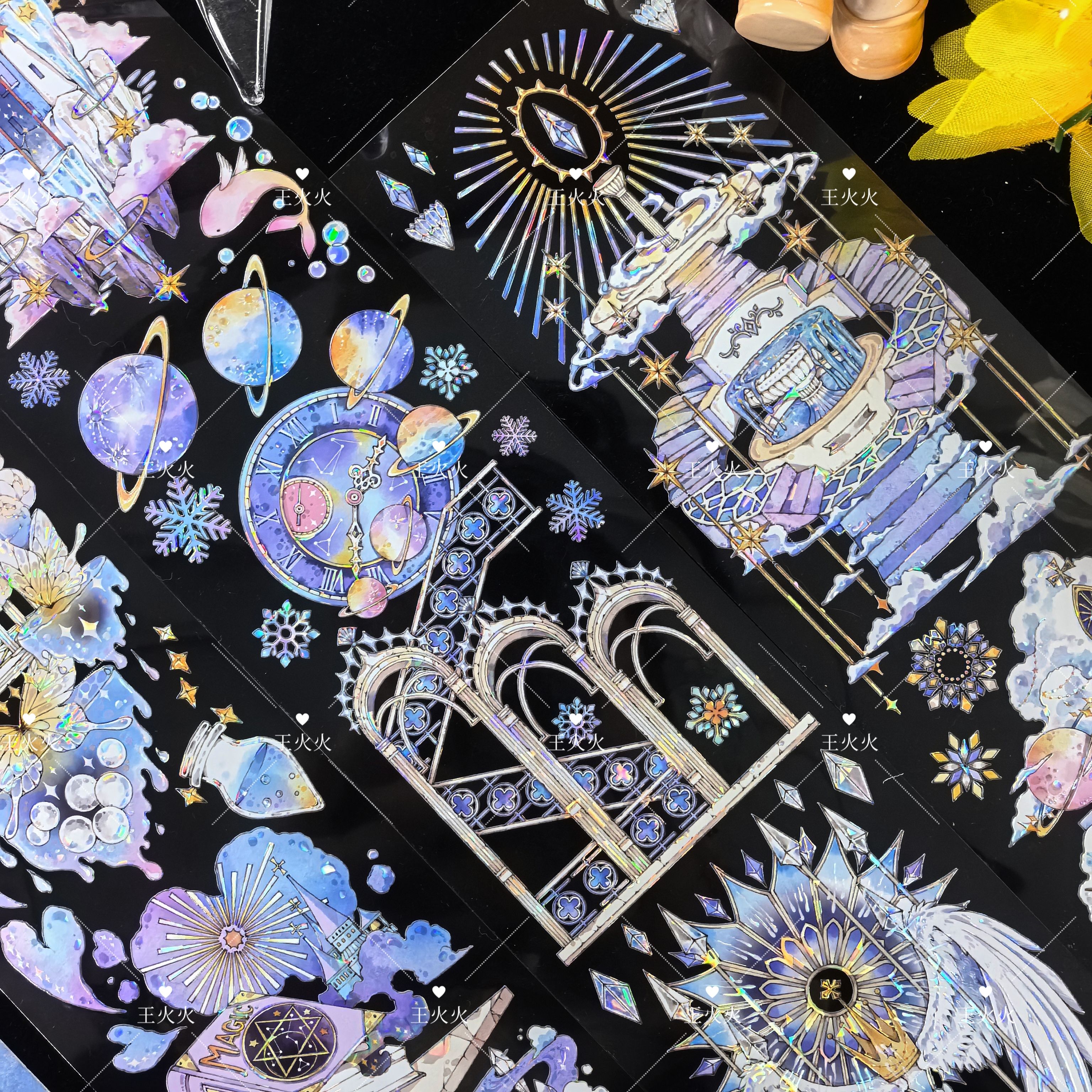 Shine工作室 云中堡 空中梦幻城堡背景咕卡流麻手帐拼贴pet胶带