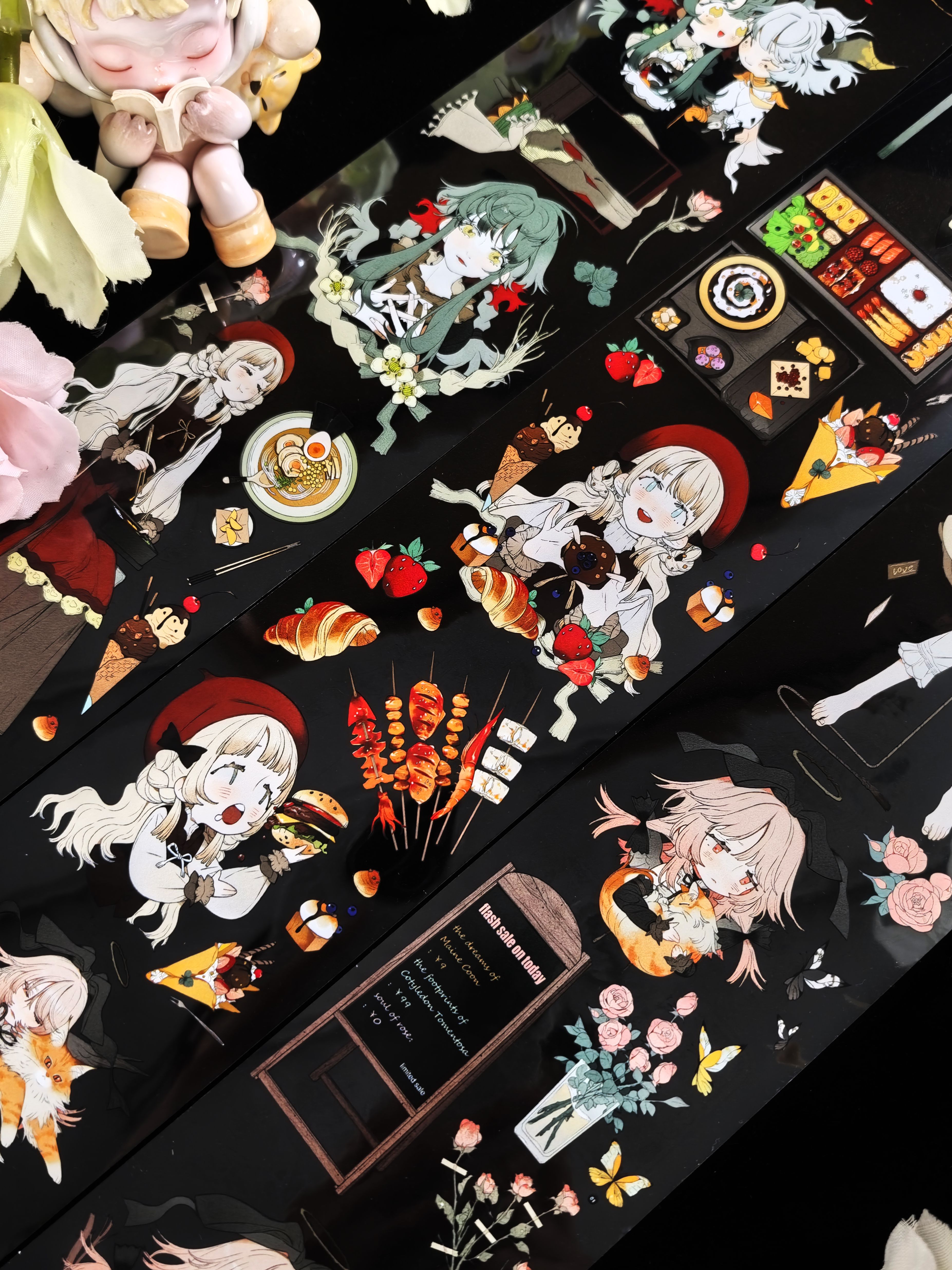 田小宝的星空 少女样 猫饼太太人物 美食人物手帐PET胶带分装