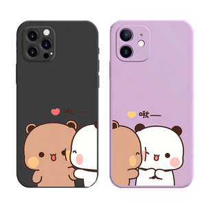 适用iPhone17一二布布手机壳16pro max亲亲情侣15pro新款恋人苹果14直边液态13全包