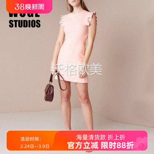 沃格 法国S牌新款前后立体褶皱设计感挺括有型纹络优雅修身连衣裙