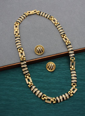 Vintage黑色斑马纹手作项链