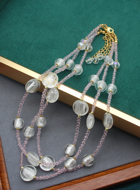 白月光银箔琉璃项链锁骨链