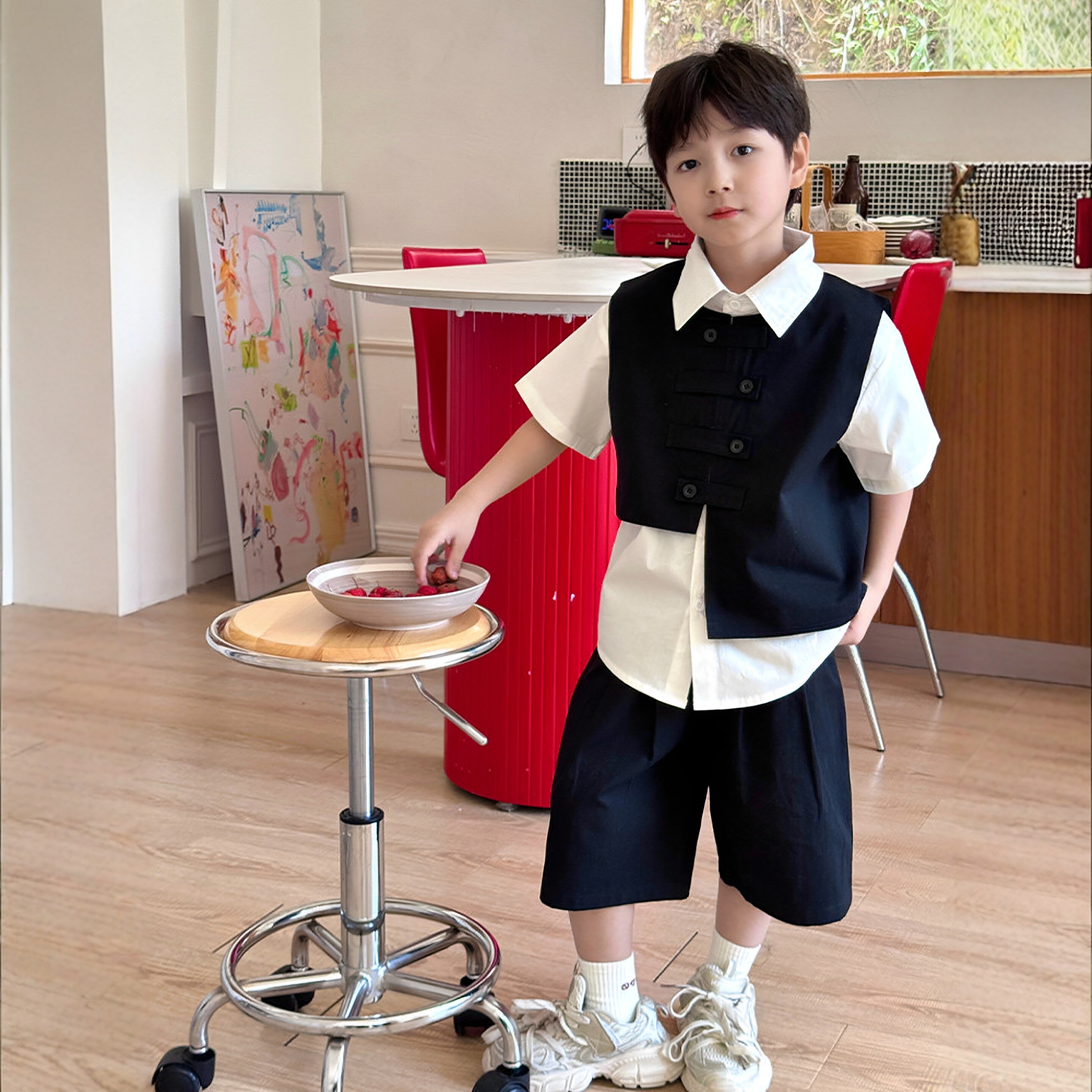日本JGYP2026新款男童夏季套装中大童演出礼服儿童西装马甲三件套