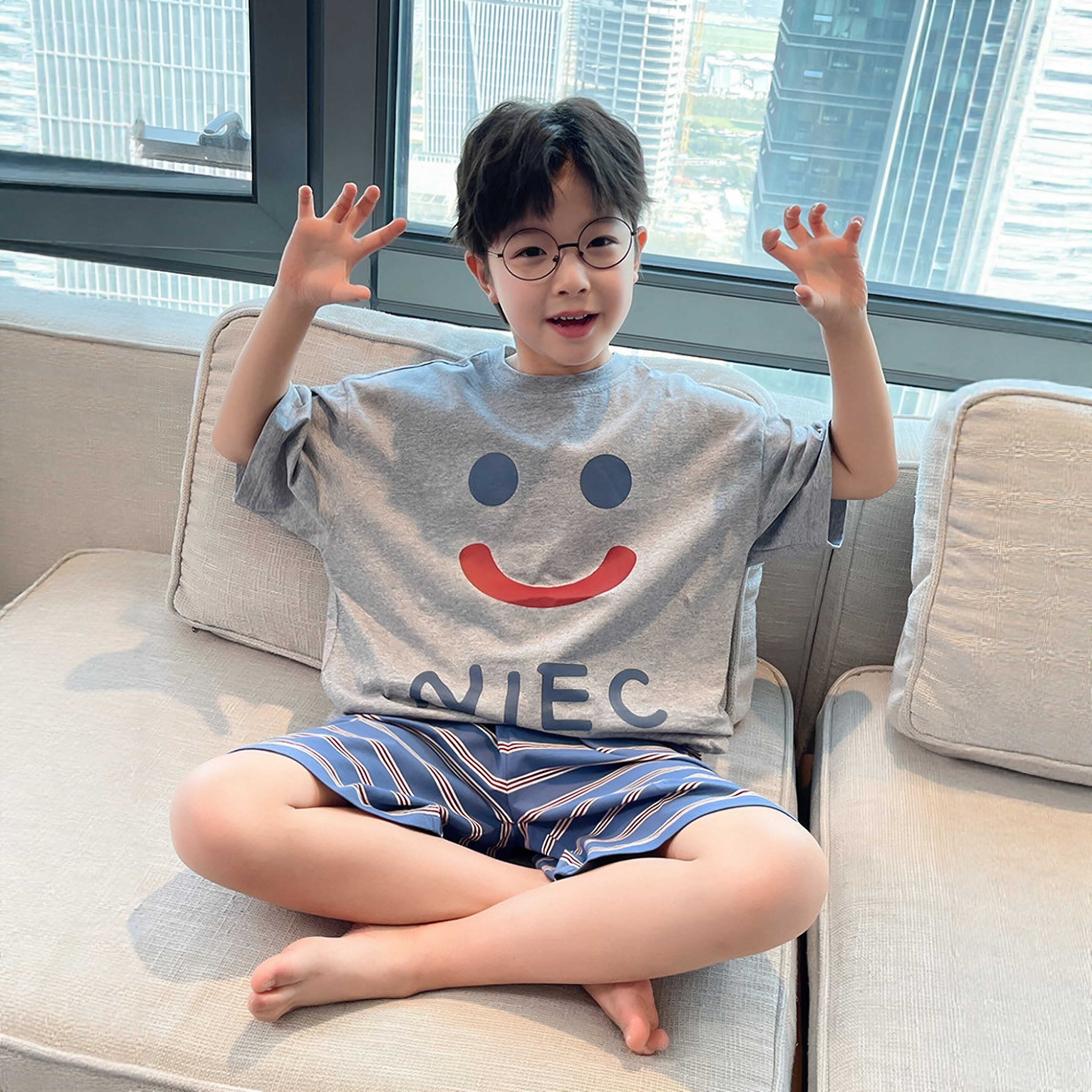 日本JGYP2026新款男童夏季睡衣套装中大童薄款睡衣休闲短袖家居服