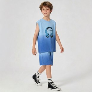 日本JGYP2026新款男童夏季薄款短袖运动套装儿童时髦潮酷T恤短裤