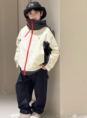 日本JGYPDM 2026新款男童工装外套儿童春装冲锋衣男撞色户外上衣