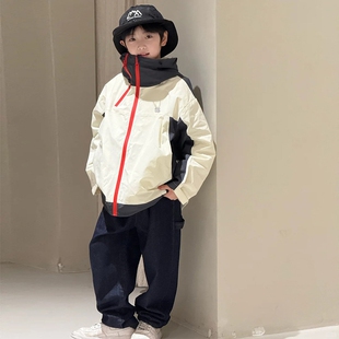 日本JGYPDM 2026新款男童工装外套儿童春装冲锋衣男撞色户外上衣