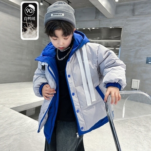 日本JGYPDM2026新款男童免洗假两件羽绒服冬季中大童男孩潮牌外套