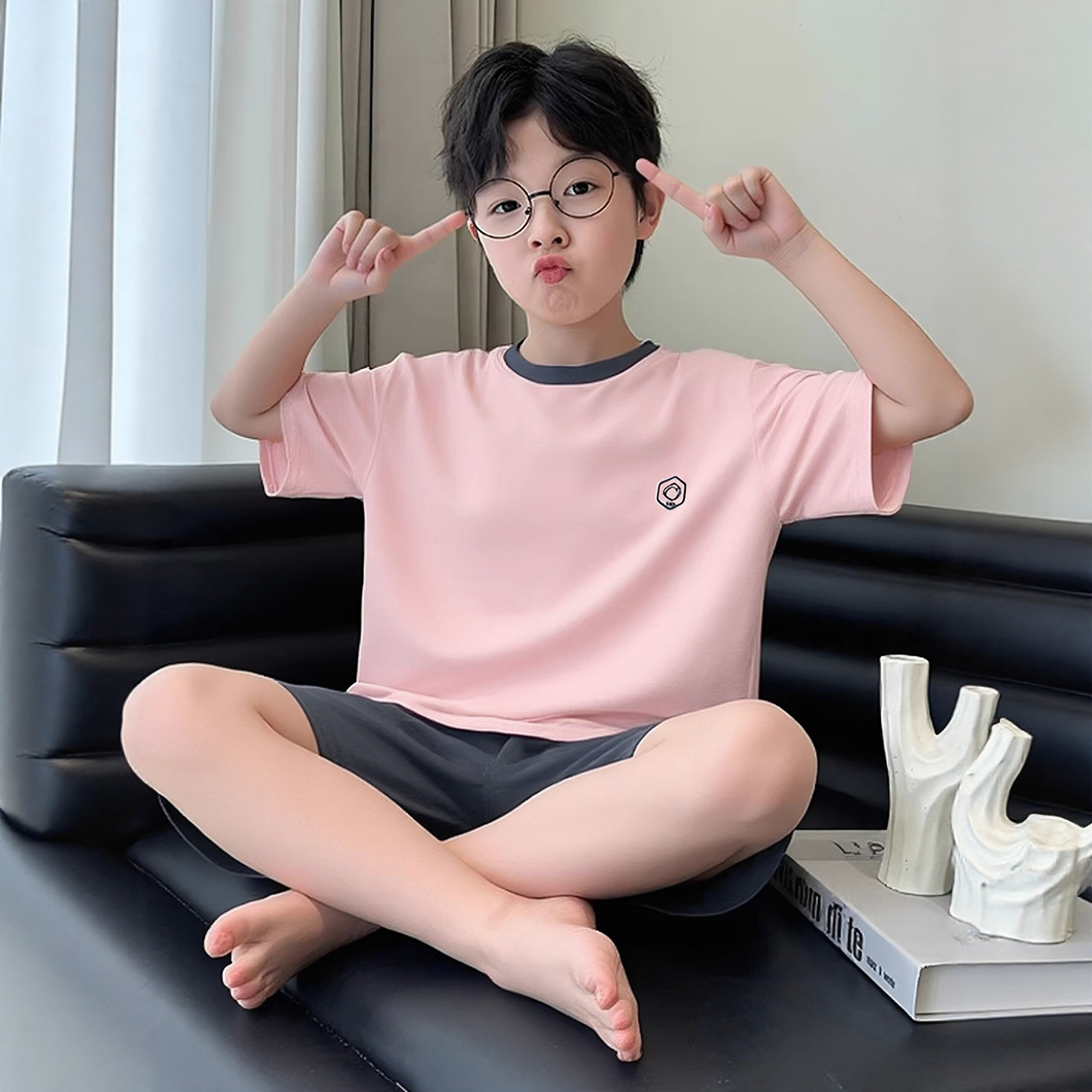 日本JGYP2026新款男童夏季睡衣套装中大童短袖男孩冰丝空调家居服