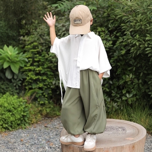 日本JGYPDM 2026新款男童衬衫套装潮帅气时髦儿童装夏季男孩炸街