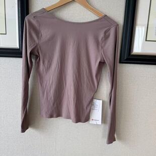 lululemon ribbed 女士瑜伽螺纹背部大U领长袖T恤
