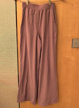 lululemon stretch woven 女士高腰阔腿裤 后侧开口